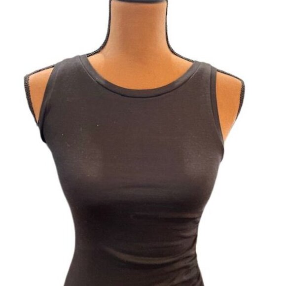 Treasure & Bond Black Mini Tank Dress with Tulip Hem and Ruched Side NWOT XXS - Picture 2 of 7